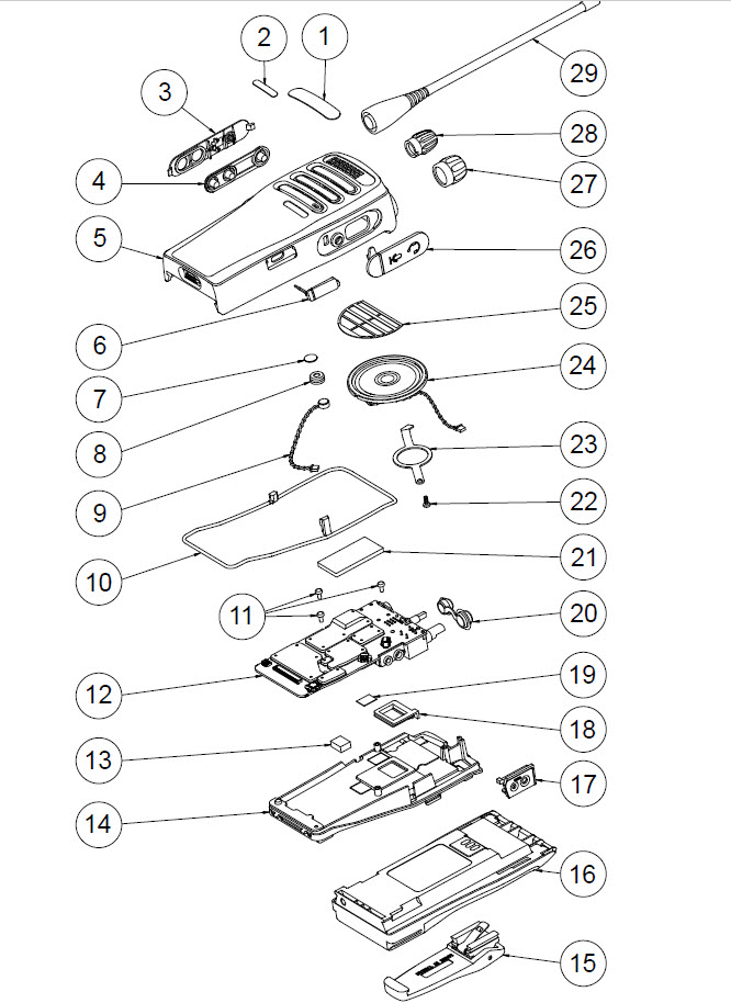 Motorola DP1400 radio spare parts (Discontinued) Parts Diagram